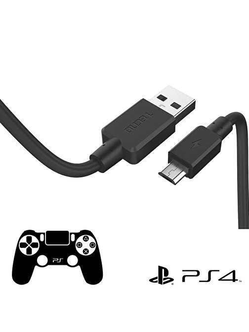 Tecno Playstation 4 Joistick Şarj Kablosu Micro Siyah