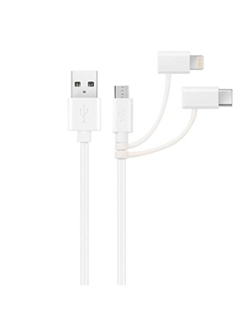 Key Apple 3in1 Lightning - Micro USB - Type-C Type-C Hızlı Şarj Kablosu 1 m
