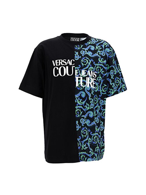Versace Jeans Couture Bisiklet Yaka Siyah Erkek T-Shirt 74GAHE06CJ00E899