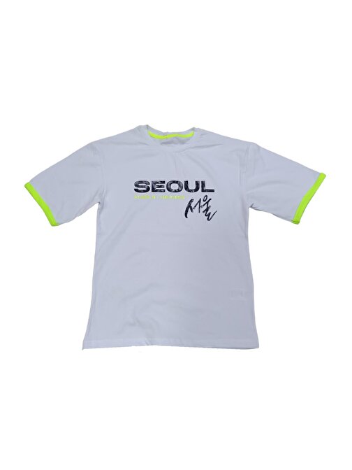 Erkek Çocuk Seoul Desenli Çift Taraf Baskılı Oversize Tişört
