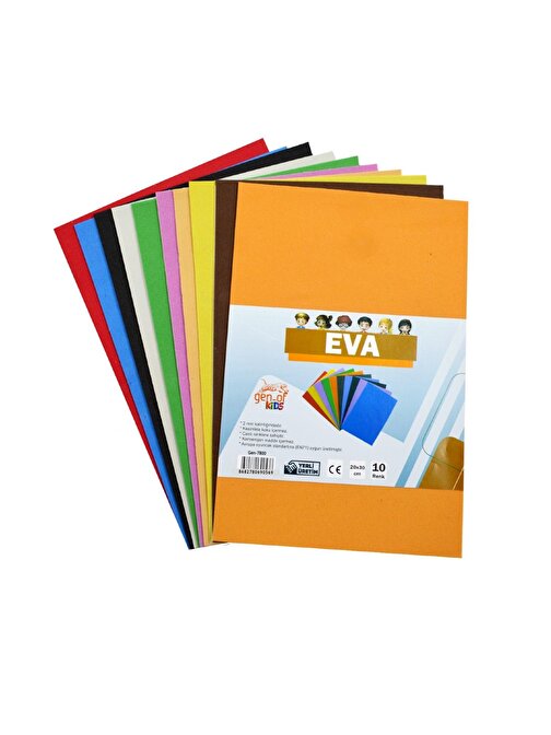 Gen-of 2 mm Aynasız Eva A4 Karışık Renkli 10 Adet 20 x 30 cm