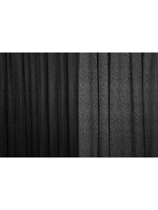 Akça Tekstil Çizgili Model Siyah Renk Tek Kanat Hazır Dikilmiş Pileli Fon Perde 75 x 260cm