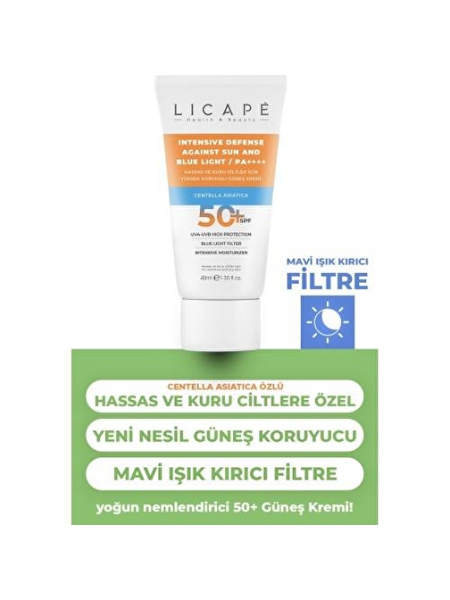 Licape Hassaskuru Ciltler Centella Asiatica +50 Güneş Kremi 40 ml