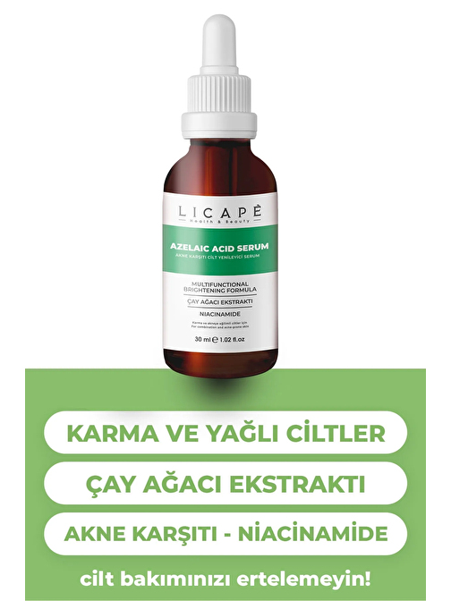 Licape Yağlı Ve Akneli Ciltler İçin Azelaic Acid Cilt Serumu 30 ml