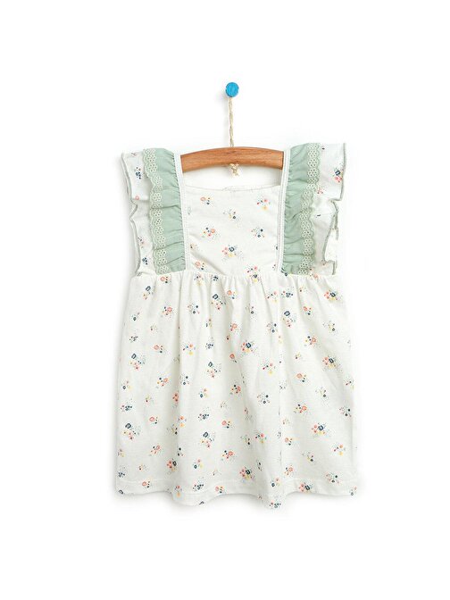 Hellobaby Basic Kız Bebek Fistolu Elbise Kız Bebek 6 Ay Beyaz