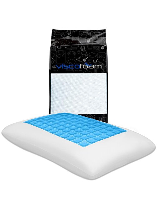 Viscofoam Comfy Terletmeyen Ortopedik Yastık Serinleten Visco Yastık Jelli Yastık 55X35X12 Cm