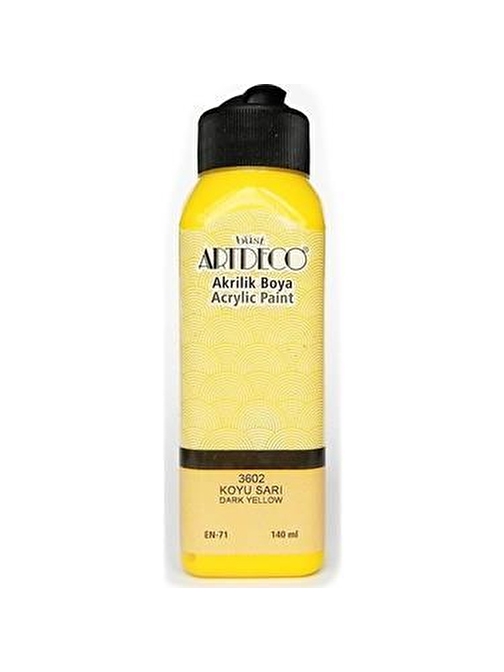 Artdeco Su Bazlı Akrilik Boya 140 Ml Şişe 1 Adet Koyu Sarı