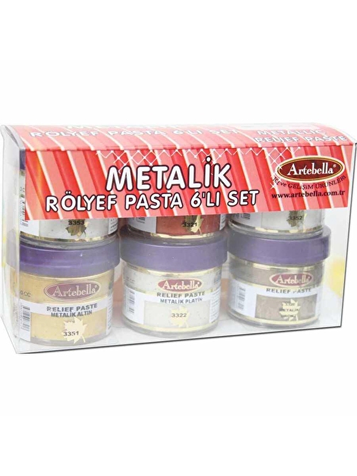 Artebella ARPM0001 Metalik Rölyef Pasta 50 cc 6'lı Set-1