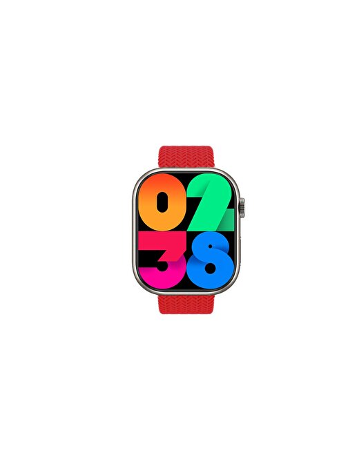 Winex 2023 Watch 9 Pro Android - iOS Uyumlu Amoled Ekran Akıllı Saat Kırmızı