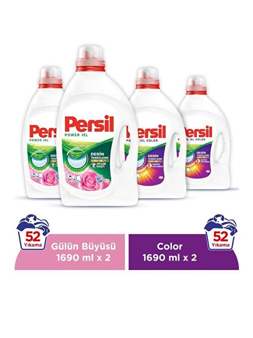 Persil Sıvı Çamaşır Deterjanı 4 x 26 Wl 2 Gülün Büyüsü + 2 Color 104 Yıkama