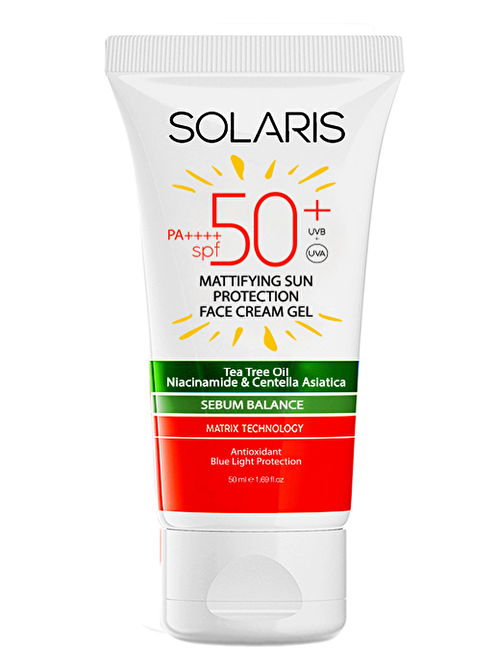 Solaris Yağlı Cilt Tipleri İçin Mat Bitişli Jel Güneş Kremi Spf50+ 50 ml