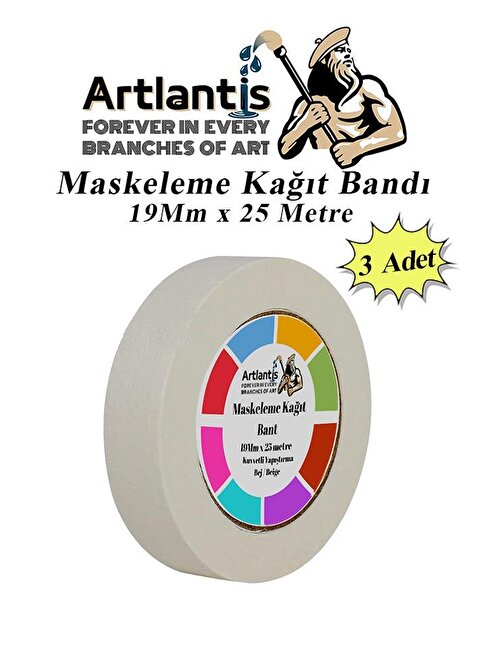 Artlantis Kağıt Boya Maskeleme Bandı 19 mm 25 mt 3 Adet