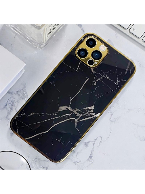 Joyroom İphone 13 Pro Marble Case Mermer Desenli Cam Telefon Kılıfı