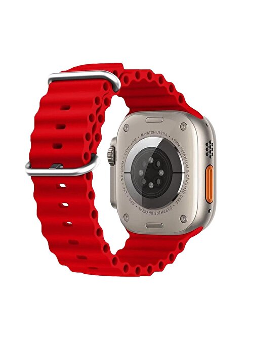 E2M Apple Watch 42 - 44 - 45 - 49 mm KRD28 Ocean Akıllı Saat Kordonu Kırmızı