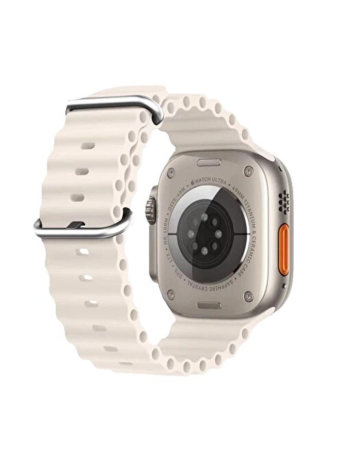 E2M Apple Watch 42 - 44 - 45 - 49 mm KRD28 Ocean Akıllı Saat Kordonu Bej