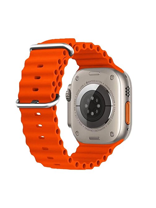 E2M Apple Watch 42 - 44 - 45 - 49 mm KRD28 Ocean Akıllı Saat Kordonu Turuncu