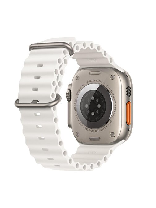 E2M Apple Watch 42 - 44 - 45 - 49 mm KRD28 Ocean Akıllı Saat Kordonu Beyaz