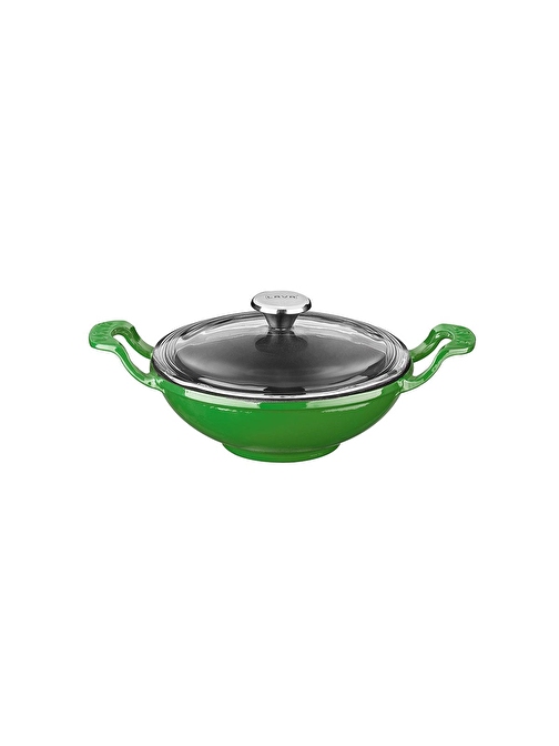 Lava Döküm Mini Wok Yekpare Kulplu Cam Kapaklı Çap(Ø)16cm.