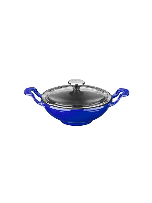 Lava Döküm Mini Wok Yekpare Kulplu Cam Kapaklı Çap(Ø)16cm.