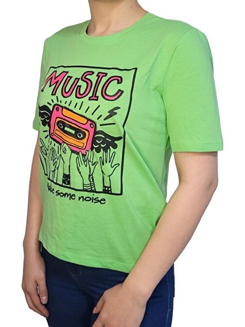Only Baskılı Yeşil Kadın T-Shirt 15311295