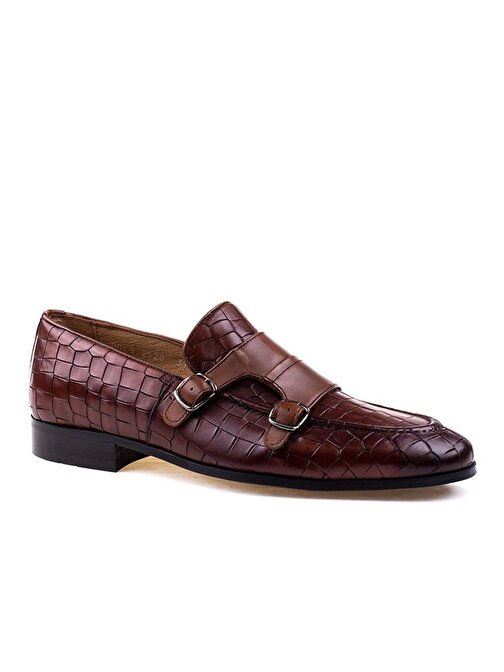 Fosco Kahverengi Erkek Hakiki Deri Kemerli Klasik Ayakkabı