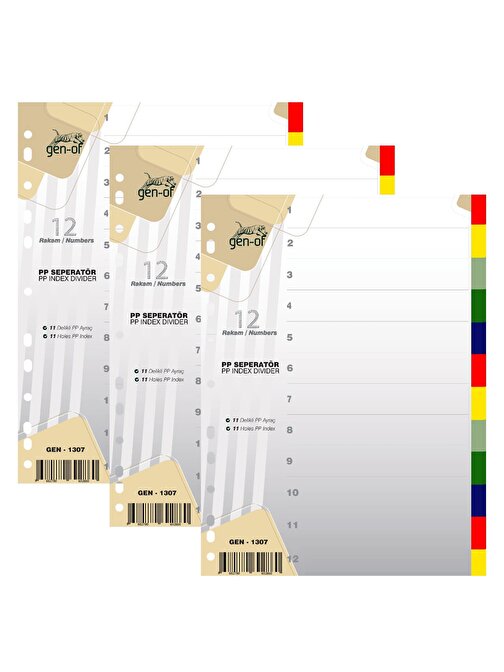 Gen - Of Gen - 1307 12 Renk Plastik Seperatör Şeffaf 3 Adet