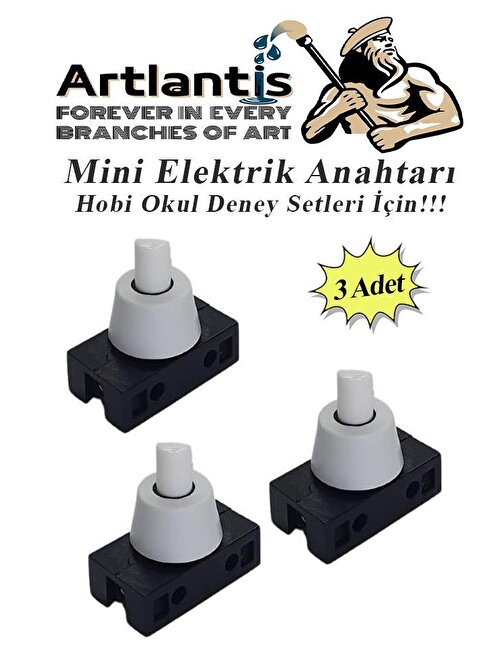 Artlantis Mini Anahtar Arapuar Çıtçıt Anahtar 3 Adet Elektrik Devresi İçin Açma Kapama Düğmesi On / Off Siyah Beyaz Anahtar