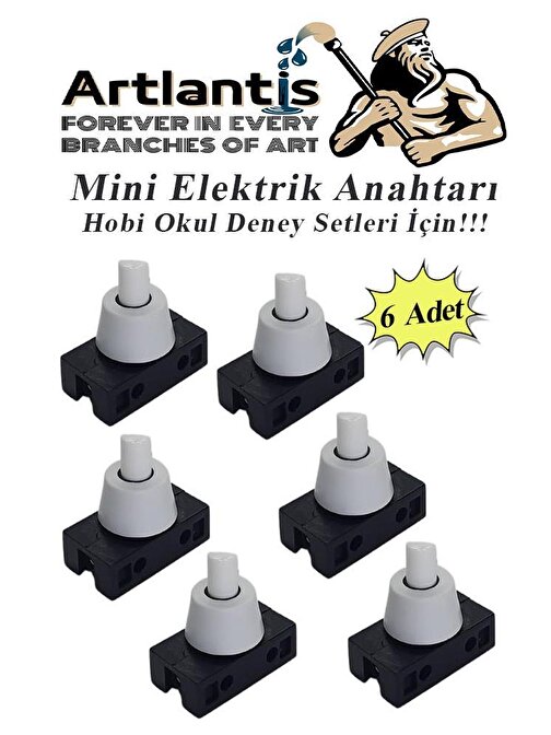 Artlantis Mini Anahtar Arapuar Çıtçıt Anahtar 6 Adet Elektrik Devresi İçin Açma Kapama Düğmesi On / Off Siyah Beyaz Anahtar