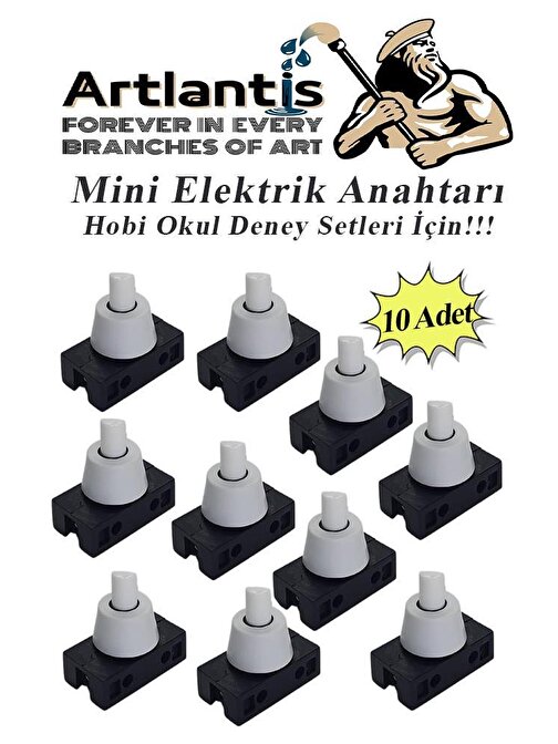 Artlantis Mini Anahtar Arapuar Çıtçıt Anahtar 10 Adet Elektrik Devresi İçin Açma Kapama Düğmesi On / Off Siyah Beyaz Anahtar