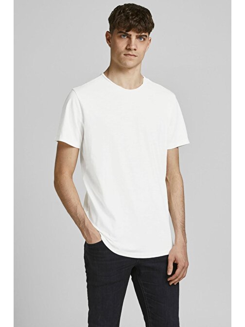 Jack & Jones Erkek Jjebasher Bisiklet Yaka T-Shirt 12182498 Beyaz