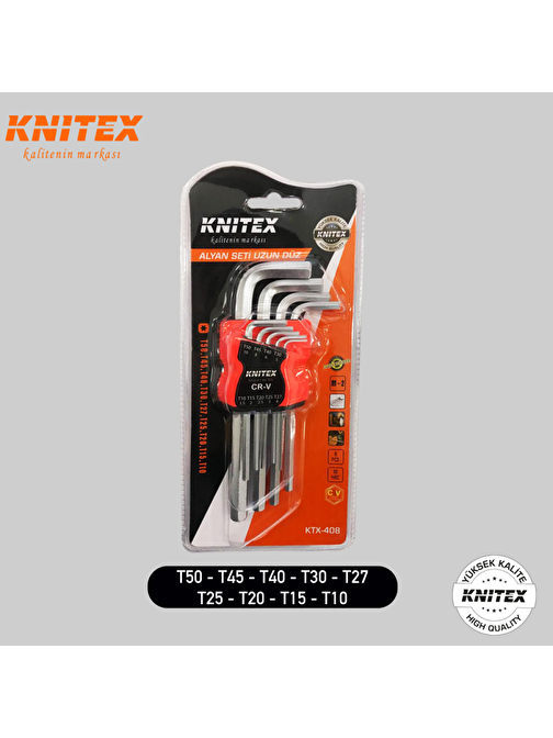 Knitex Knitex KTX-408 Alyan Anahtar Takımı 9 Parça Uzun Boy Alyan Seti