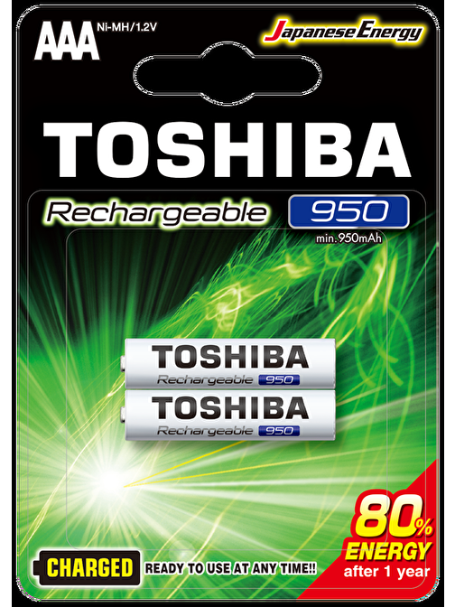Toshiba 950 Mah Şarj Edilebilir İnce Pil 2'li