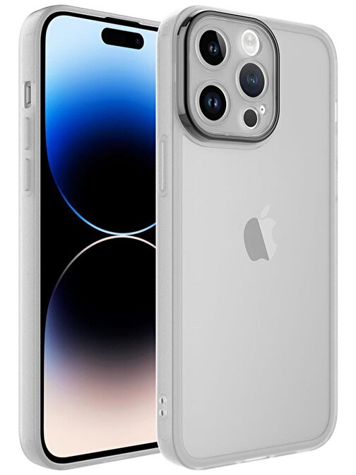 Musal Apple iPhone 14 Pro Max Kılıf Metal Kamera Korumalı Transparan Renkli Kapak