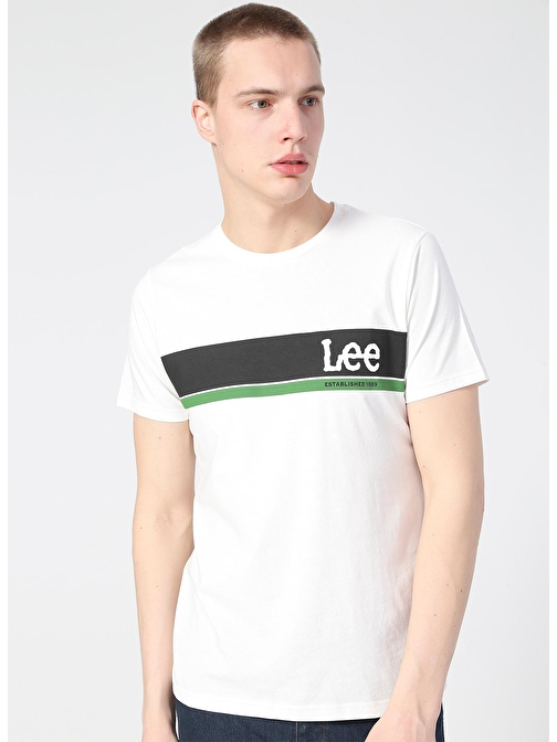 Lee O Yaka Açık Beyaz Erkek T-Shirt L211918102_Logo T-shirt