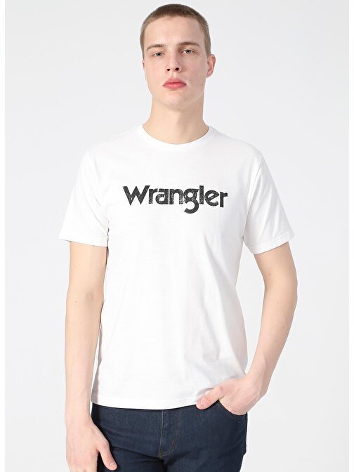 Wrangler O Yaka Açık Beyaz Erkek T-Shirt W211922102_Logo T-shirt