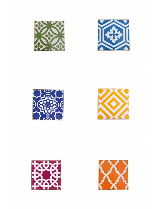 Porland Morocco Karma Renk Bardak Altlığı 10X10Cm 6 Parça