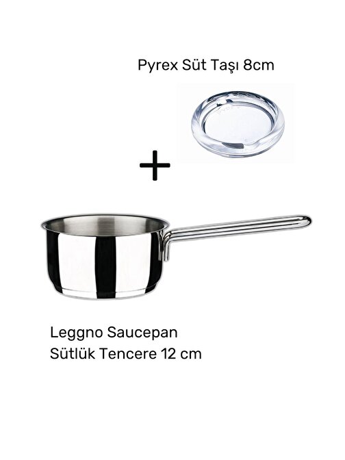 Leggno Saucepan Sütlük Tencere 12 cm Ve Pyrex Süt Taşı