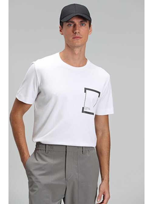 Lufian Sıfır Yaka Beyaz Erkek T-Shirt 111020170