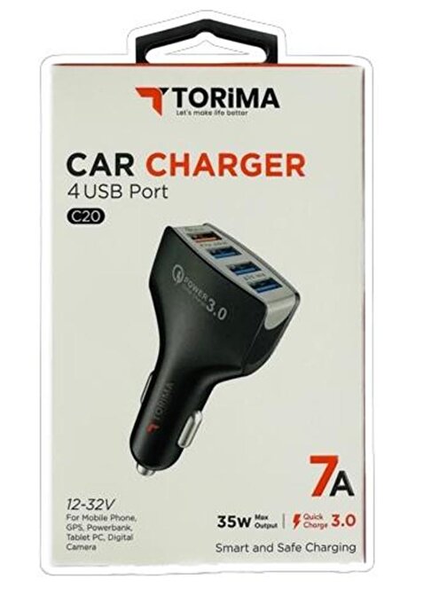 Torima Torima C20 Max. 35W 7A 4 Port Quick Araç Şarjı