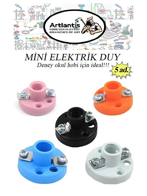 Artlantis Mini Duy 5 Adet Deney Duyu Proje İçin Küçük Ampul Yuvası Minyonet Duy Okul Sınıf Elektrik Devre Deney Duyusu