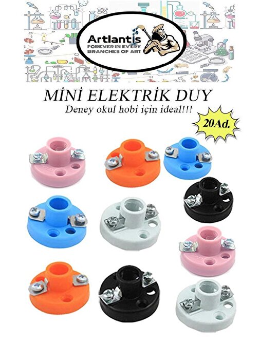 Artlantis Mini Duy 20 Adet Deney Duyu Proje İçin Küçük Ampul Yuvası Minyonet Duy Okul Sınıf Elektrik Devre Deney Duyusu