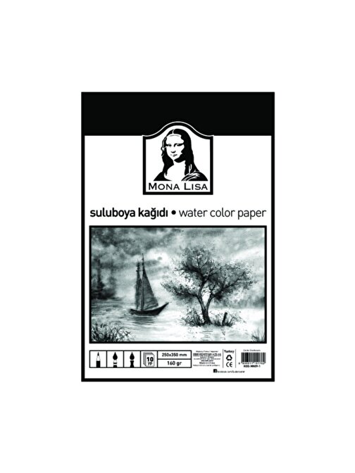 Monalisa Mn09-1 25x35 B4 10 Yaprak Sulu Boya Kağıdı Beyaz