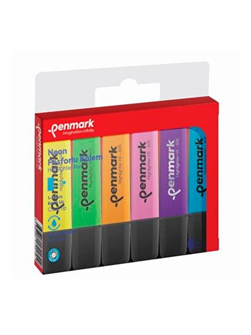 Penmark 6'lı Karışık Renk Neon Fosforlu Kalem Hs505-6N