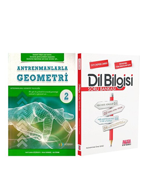 Akm Kitap Antrenmanlarla Geometri 2 ve AKM Dil Bilgisi Soru Bankası Seti 2 Kitap