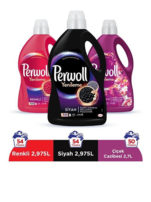 Perwoll Hassas Bakım Sıvı Çamaşır Deterjanı 2X 2,97L(Siyah-Renkli)+2,75L Çiçek Cazibesi (158 Yıkama)