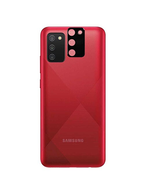 Coverzone Samsung Galaxy A02S Tam Kaplayan Z-Panoply 3D Kamera Lens Koruyucu Siyah