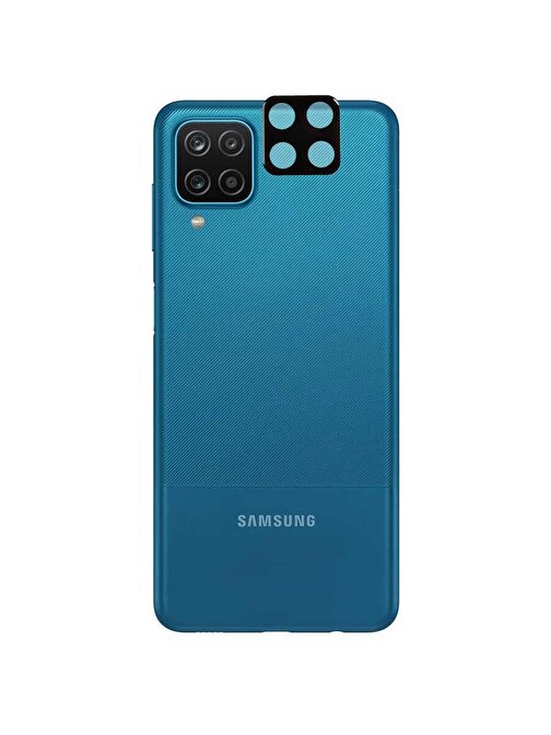 Coverzone Samsung Galaxy A12 Tam Kaplayan Z-Panoply 3D Kamera Lens Koruyucu Siyah
