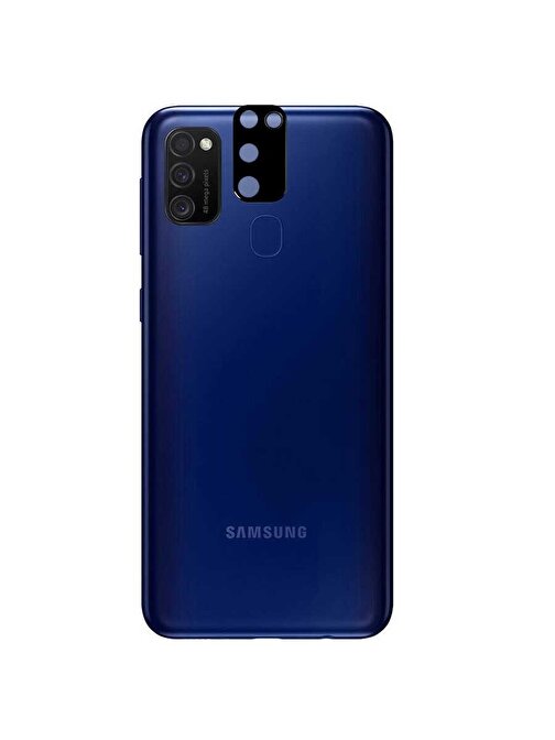 Coverzone Samsung Galaxy M21 Tam Kaplayan Z-Panoply 3D Kamera Lens Koruyucu Siyah