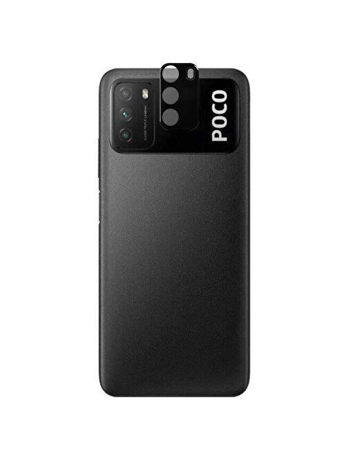 Coverzone Xiaomi Poco M3 Tam Kaplayan Z-Panoply 3D Kamera Lens Koruyucu Siyah
