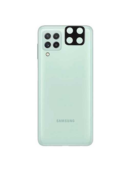 Coverzone Samsung Galaxy A22 4G Tam Kaplayan Z-Panoply 3D Kamera Lens Koruyucu Siyah